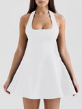 Dadizhimu Collar Hanging Neck Collar With Short Skirt 2025 New Waist Display Thin Short Color Dress Women's Summer