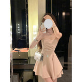 Dadizhimu Birthday Dress Gentle Wind Pink Irregular Hem To The Waist Sexy Skirt With Thoracic Dress Dress Woman