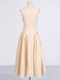 Dadizhimu Sling Dress 2025 Early Summer New Solid Color Sleeveless Fashion Temperament Splicing Lotle Leaf Side Dress