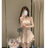 Dadizhimu Birthday Dress Gentle Wind Pink Irregular Hem To The Waist Sexy Skirt With Thoracic Dress Dress Woman