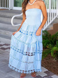 Dadizhimu Temperament Casual Dress Spring 2025 New Fashion High-End Embroidery Hollow Bra Dress Female Trend