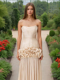 Dadizhimu Spring Collared Braid Slim Three-Dimensional Flowers With A Hip Bandage Dress Woman