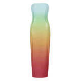 Dadizhimu New Breast-Meared Rainbow Gradient Color Photo Dating Travel To Take Photos Graduation Season Dress Famous Evening Dress