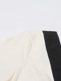 Dadizhimu V-Neck Lantern Sleeve Dress 2025 New Niche Colliding Color Design Long-Term Waist Dress Women's Summer