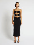 Dadizhimu Fashion Sexy Open Breast Slings Tight Long Dress Personality Heavy Industry Knit High-Lomb Banding Skirt