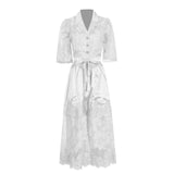Dadizhimu Temperament Two-Piece Set Of 2025 Spring New Collar Embroidered Top High Waist Water-Soluble Flower Skirt Suit Female Tide