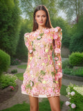 Dadizhimu 2025 New Fashion French Heavy Industry Three-Dimensional Flower Embroidery Long Sleeves Short Temperament Dress Woman