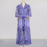Dadizhimu Temperament Two-Piece Set Of 2025 Spring New Collar Embroidered Top High Waist Water-Soluble Flower Skirt Suit Female Tide