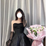 Dadizhimu Same French Retro Collar Collar Sexy Breast-Threat Folding Birthday Dress Dress Dress Dress No