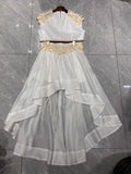 Dadizhimu And Summer Heavy Industry Shell Decoration Top + High Waist Skirt Set
