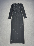 Dadizhimu Star Temperament Elegant Heavy Industry Nails And Studded Long Sleeve Dress With Long Sleeve Dress