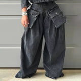 Dadizhimu 2025 New Water Washing Old Design Multi-Pocket Decoration Loose-Legged Trousers Workboys Denim Trousers