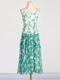 Dadizhimu Retro Style Print Thoracic Dress 2025 New Temperament Design Folded Long Mesh Dress Woman