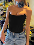 Dadizhimu Girls Wear Women's Clothing New Sexy Brass Vests Short-Short Umbilly Tied With Corset Fish Bone Top