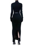 Dadizhimu Dress 2025 Summer New Pocket Belt Design Waist Thin Knitwear Dress Woman