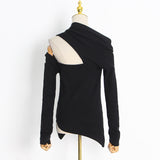 Dadizhimu Top Dress 2025 Summer New Sleeve Design Sleeves Hollow Open Shoulder Solid Color Knitwear