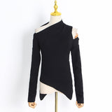 Dadizhimu Top Dress 2025 Summer New Sleeve Design Sleeves Hollow Open Shoulder Solid Color Knitwear