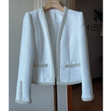 Dadizhimu Small Fragrant Wind! Heavy Industry Nails Fashion Temperament Cane Coarse Flowers Commuting OL Hair Blazer Woman