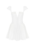 Dadizhimu Sexy Collar Flying Sleeves Out-Of-Back Dress To Close The Waist Thin Small Skirt Pure Lusty Women's Clothing