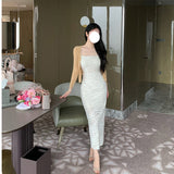 Dadizhimu Your Own Gentle Buff~ French Tea Dress Rose Lace Sling Dress Famous Temperament Bodybine Dress
