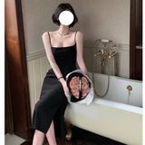 Dadizhimu New Style French Gentle Style Folding Skirt Temperament Solid Color Sling Dress Dress Dress Dress No