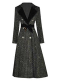 Dadizhimu Winter Women's Temperament Suit Collar High Waist Thin Double Buckle Buckle Coarse Flowers Coat