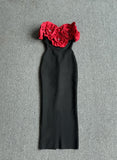 Dadizhimu Women's Dress Big Flower Collar Shoulder Repair Slimming Banda Skirt