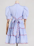Dadizhimu High-End Dress Women 2025 Summer New Fashion Splicing Strap To Collect Waist Thin Short Skirt Super