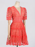 Dadizhimu Temperament High-End Short Dress 2025 Spring New V-Neck Bubble Bubble Sleeve Embroidered Waist Thin Dress Woman
