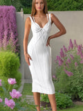 Dadizhimu Catwalk Bag And Hip Dress In Spring 2025 New Sling With White Shoulder Belt Banquet Dress Dress Woman Tide