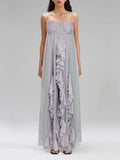Dadizhimu Beach Mesh Sling Dress Dress 2025 New Splicing Lotus Leaf Side Design Solid Color Long Dress Woman