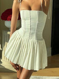 Dadizhimu Women's New Hottie Sexy Bare Back White Small Dress Summer French Sling Dress Pure Lust