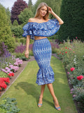 Dadizhimu Temperament Suit Women 2025 Early Spring New Design Embroidery One-Word Shoulder Coated Hip Skirt Two Sets