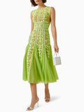 Dadizhimu Holiday Style Sleeveless Solid Color Dress 2025 New Design Yarn Net Embroidery Waist Thin Dress Woman