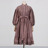 Dadizhimu And Leisure Style Dress 2025 New Heavy Industry Embroidery Single Buckle Lace Dress Woman