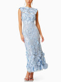 Dadizhimu Temperament Flower Collage Design Long Dress Women's Summer 2025 New Three-Dimensional Flowers Waist Display Thin Waist Dress