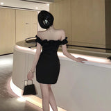 Dadizhimu New Temperament Sexy Shoulder-To-Shoulder-To-Heart Dress Women Want To Slim Skinny Ass Skirt