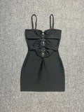 Dadizhimu Niche Metal Ring Steel Nails In The Chest Hollow Slings With Clothes Sexy Women's Banded Short Skirt