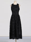 Dadizhimu Tea Break Dress 2025 New Fashion Dress Sleeveless Waist Thin Three-Dimensional Flower Dress Woman