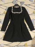 Dadizhimu Early Autumn New Square Collar Nail Beads French Dress Dress Women's Commuting Dress