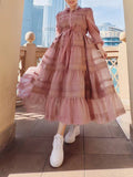 Dadizhimu Tea Rest Beautiful Dress 2025 Spring New Collar Embroidery Lace Tie To The Waist Swing Dress Dress Woman
