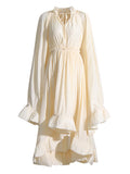 Dadizhimu Luxury Cape Dress 2025 New Sexy Fashion V-Necked Leaf-Side Temperament Dress Dress Dress
