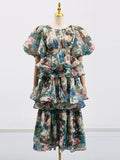 Dadizhimu Female Summer High Sense 2025 New Fashion Style Multi-Layer Lotus Leaf Side Temperament Long Dress Dress Woman