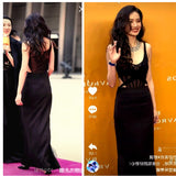 Dadizhimu Qi's Same Black Slings Hollow Body-Claming Dress Long Temperament Tight Dress