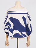 Dadizhimu Commuting Two Sets Of 2025 New One-Word Shoulder Clothing + High-Waisted Broad Leggings Printed Set