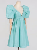 Dadizhimu French Elegant Dress 2025 Summer New Sexy Deep V Bubble Sleeves High-End Short Dress Woman