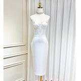 Dadizhimu Dress Dress With Three-Dimensional Chest Cushion Fish Bone Splicing Bag Opening Fork Medium-Long Sling Skirt