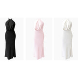 Dadizhimu Temperament Famous Wind Hanging Neck Dress Women Sleeveless Waist Thin Banquet Dress Dress Dress New