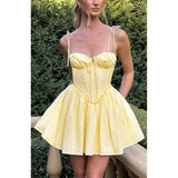 Dadizhimu Women's Dress Dress Girl Hot Girl Fish Bone Sling Skirt Sexy Short Skirt Summer Fine Princess Dress