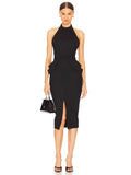 Dadizhimu Fashion New Black Sleeveless Banded Knitted Dress Open Waist Small Black Dress